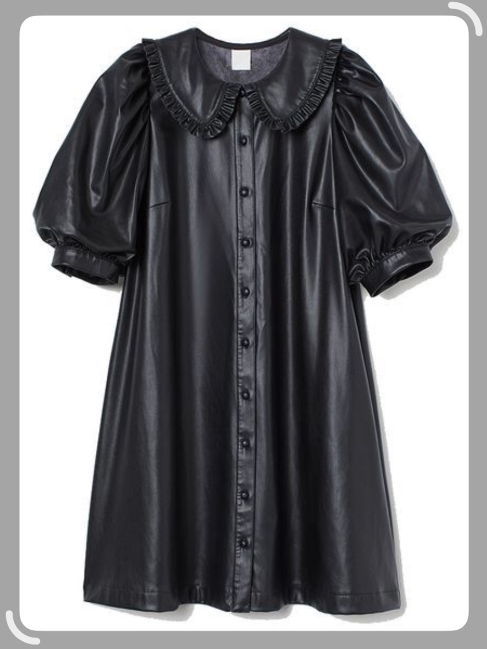 H&M Black Faux Leather A-Line Button-Front Skirt